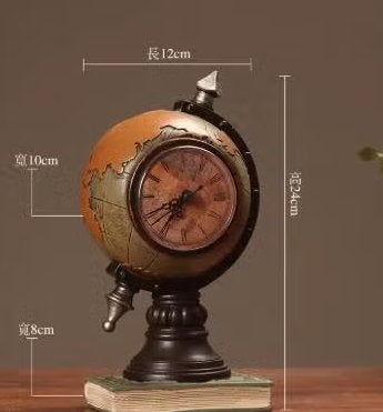 Prachtige vintage bureauklok wereldkaart bruin (24cm), Ophalen of Verzenden, Nieuw