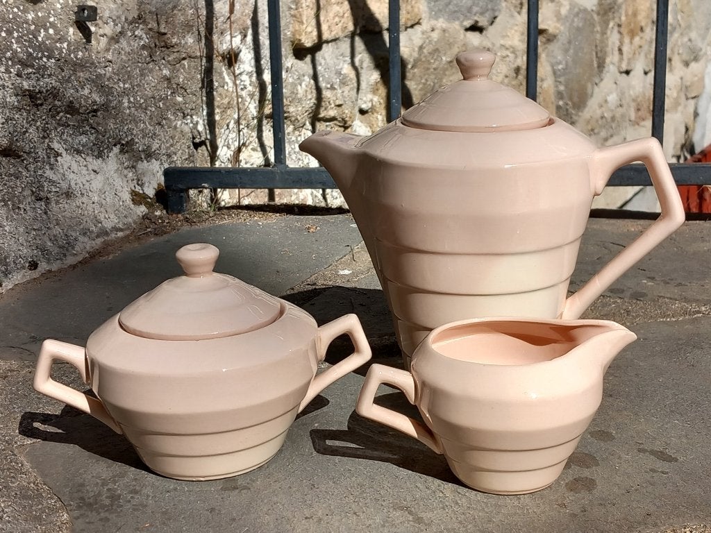 set koffie thee servies kan, suiker melk kan art deco antiek, Ophalen of Verzenden