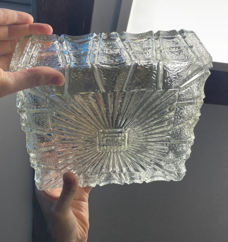 Retro Duitse Plafondlamp Glas - Mid-Century - Met Fitting!, Ophalen of Verzenden, Zo goed als nieuw, Glas, Mid-century