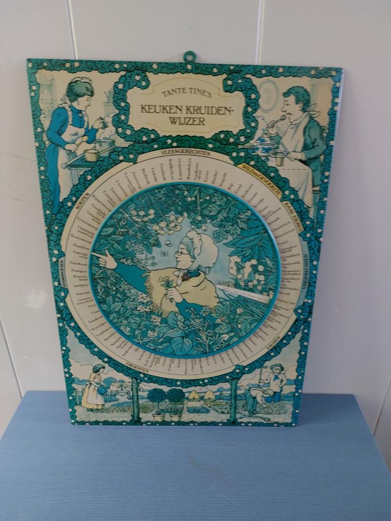 Vintage metalen Tante Tine's Keuken Kruidenwijzer, Ophalen of Verzenden