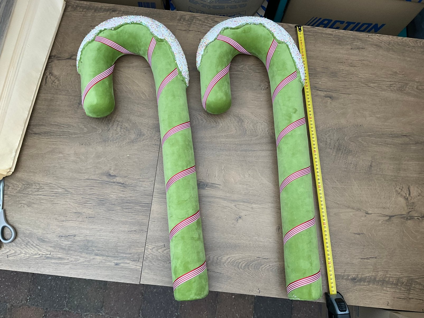 2 super grote groene kerst CANDY CANES 70/75cm. OPHALEN, Ophalen, Nieuw