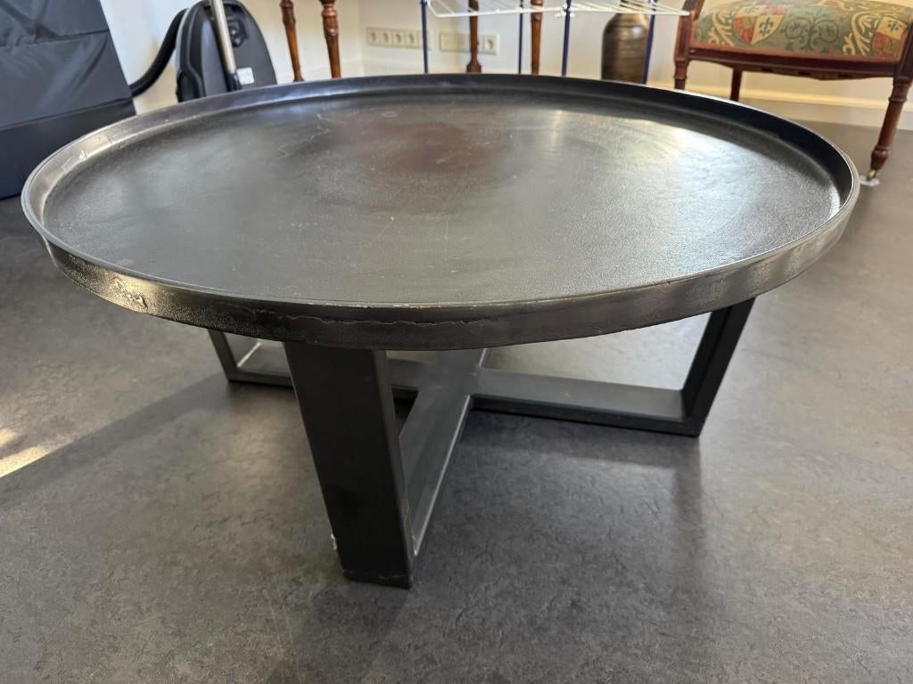 Goossens Lola salontafel (rond/zwart/metaal/industrieel), Huis en Inrichting, Tafels | Salontafels, Ophalen, 50 tot 100 cm, Rond
