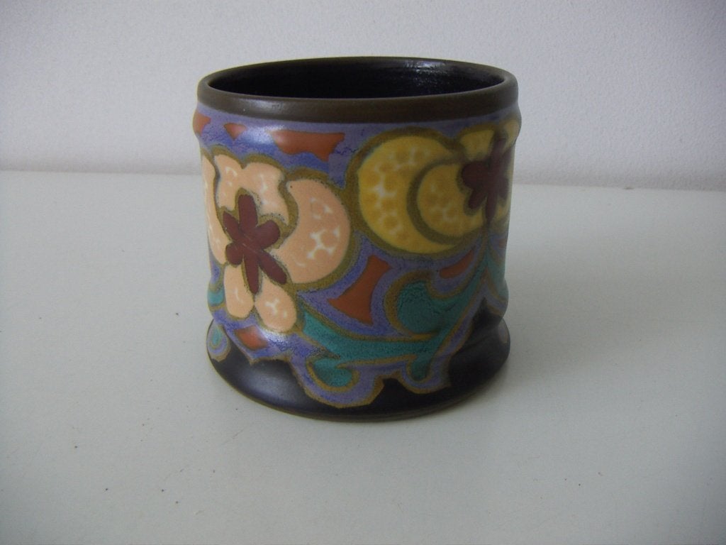 Zuid Holland Gouda plateel keramiek beker jr.1927. Dec. Lami, Ophalen of Verzenden
