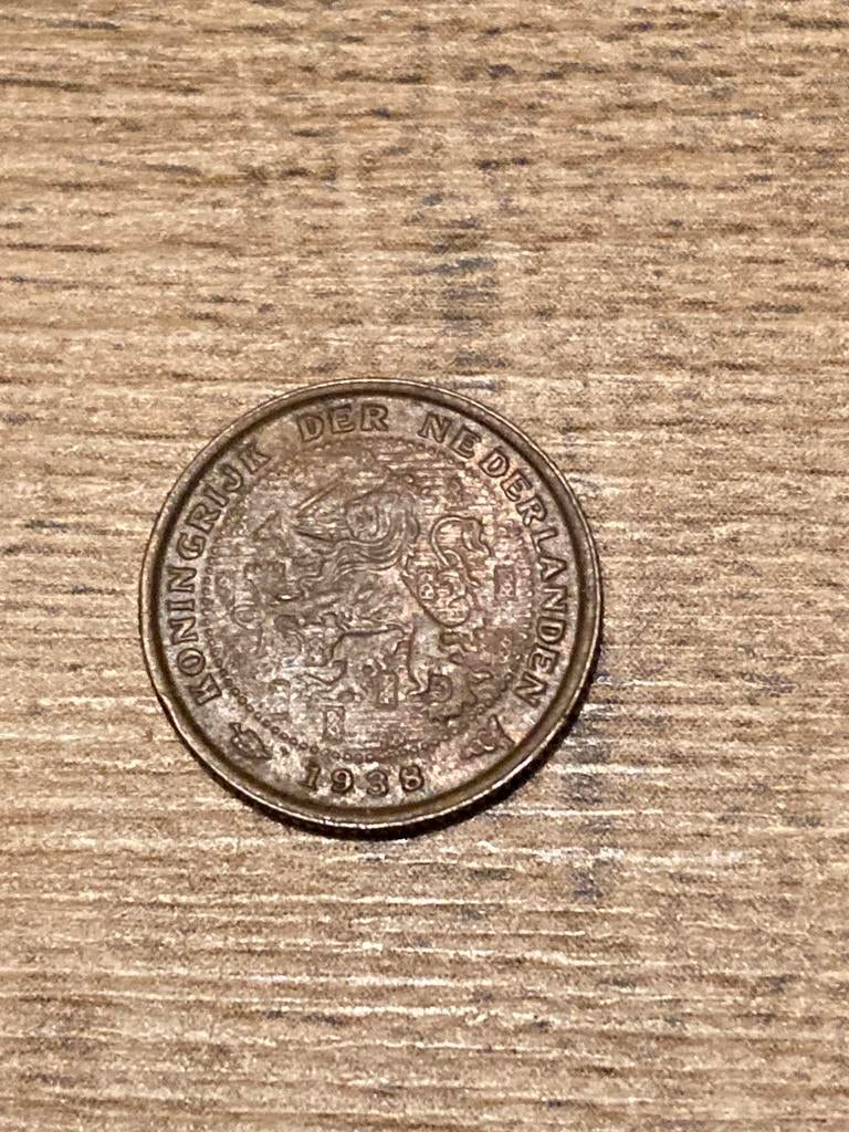 1/2 cent 1938 halve cent Wilhelmina, Postzegels en Munten, Munten | Nederland, Ophalen of Verzenden, Koningin Wilhelmina, Overige waardes
