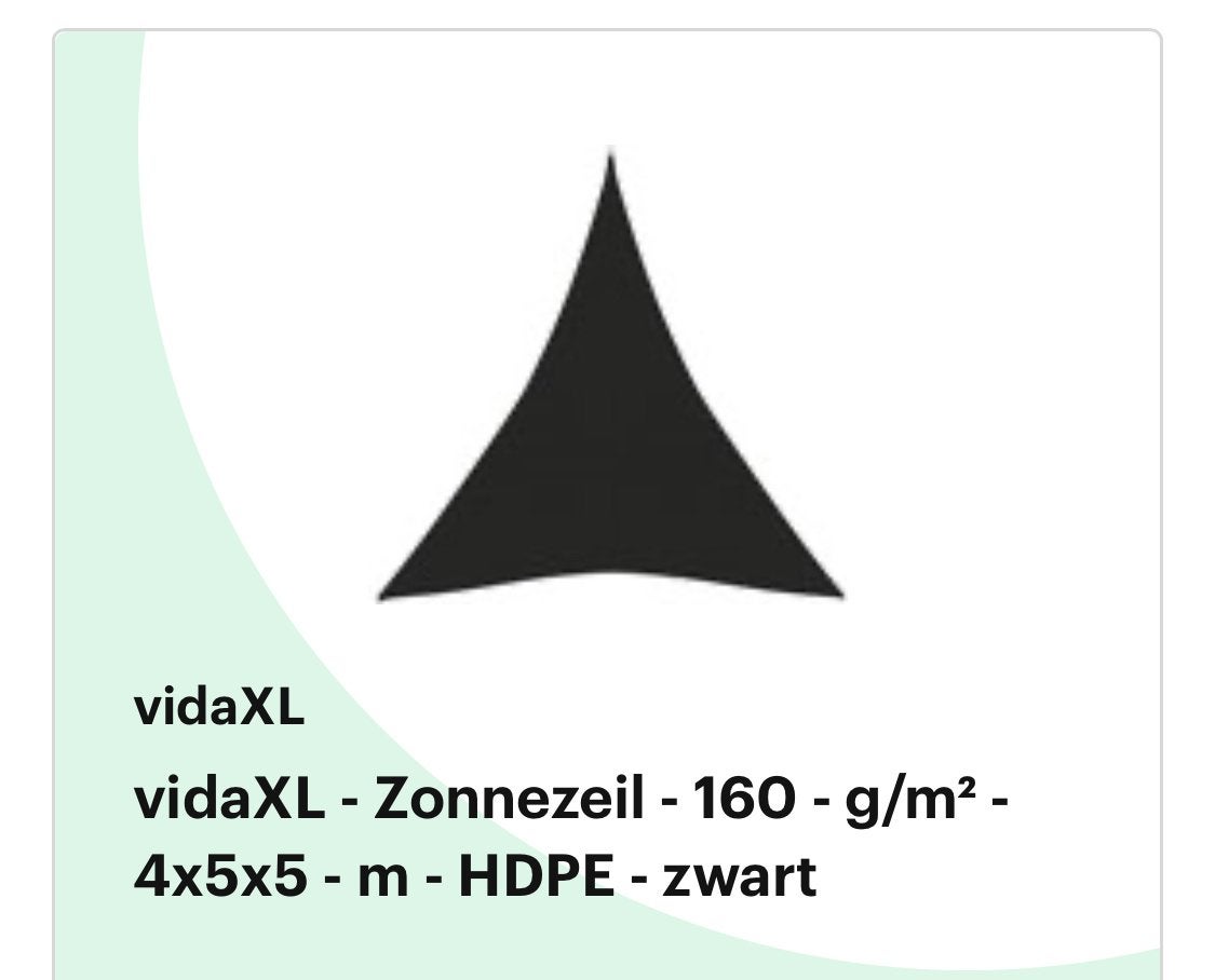 vidaXL Zonnezeil - 4x5x5 m - HDPE - Zwart met haken, Ophalen, Overige typen, Nieuw, 250 cm tot 450 cm