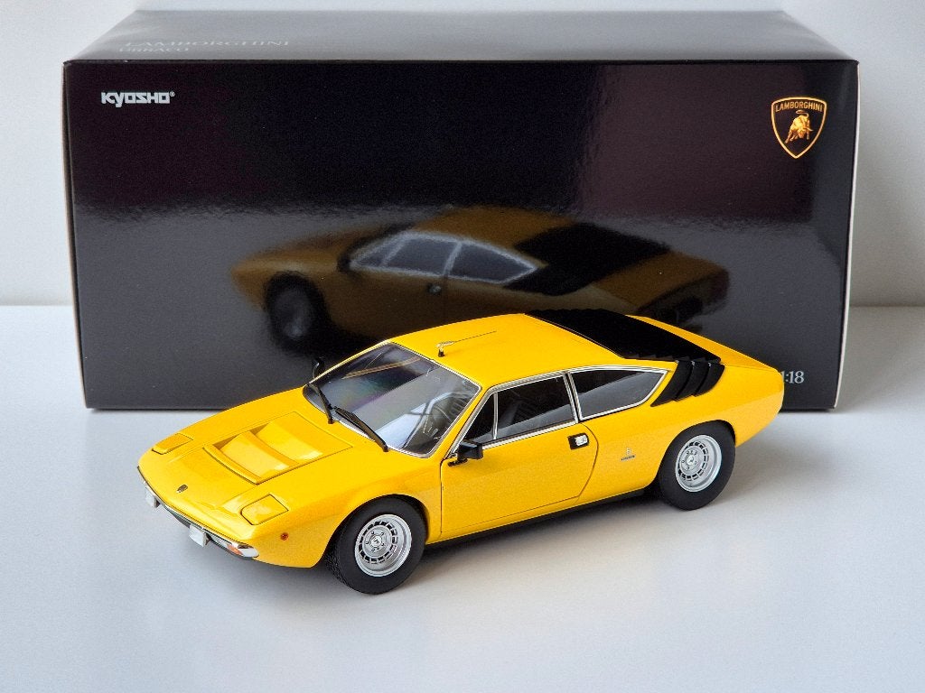 1:18 Kyosho Lamborghini Urraco P250 Giallo 1973, Ophalen of Verzenden, Zo goed als nieuw, Auto, Kyosho