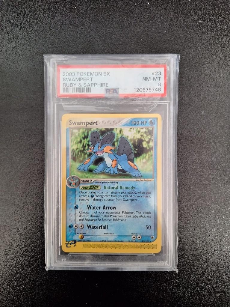 Swampert 23 PSA 8 Ruby & Sapphire, Ophalen of Verzenden, Nieuw, Losse kaart, Foil
