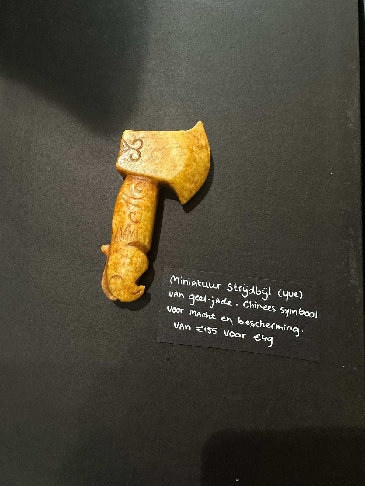 Miniatuur Strijdbijl (Yue) van Geel-Jade, Ophalen of Verzenden