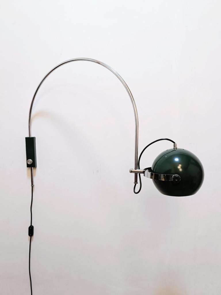 Gepo Booglamp / Wandlamp Groen 1970's, Ophalen, Gebruikt, Metaal, Mid Century Modern Design Vintage 1970