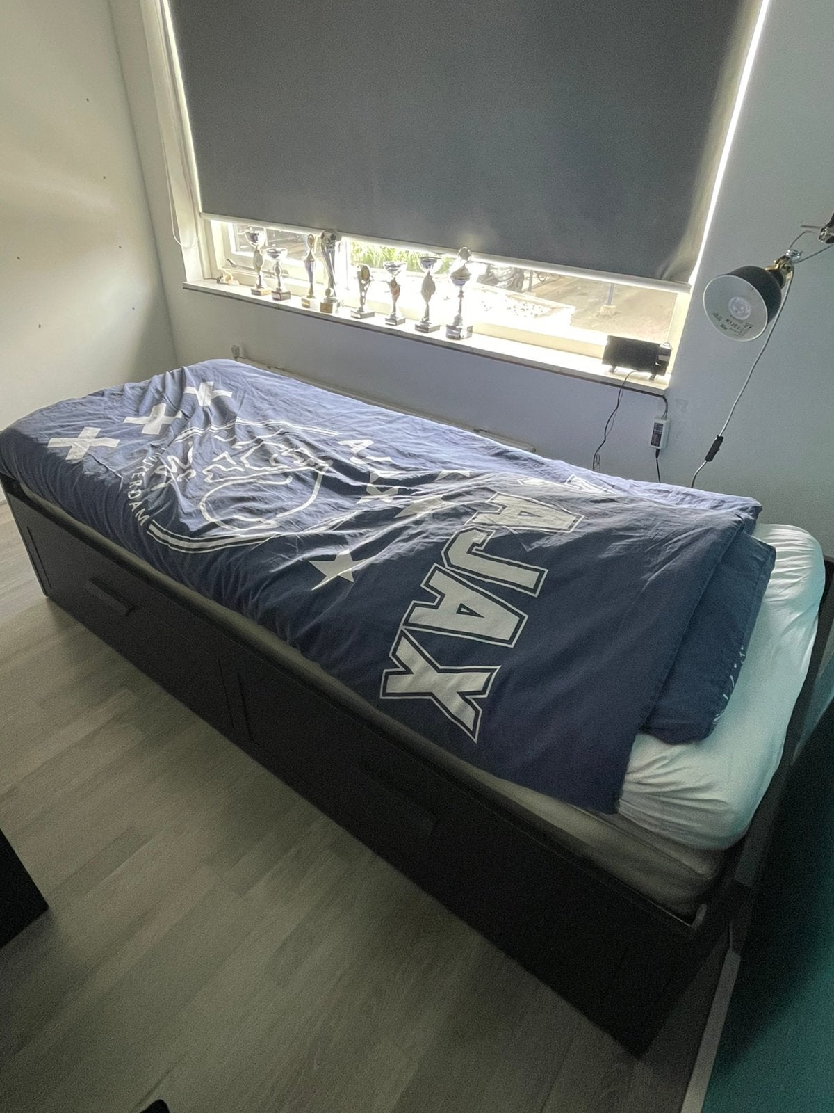 BRIMNES Bedbank met 2 lades, zwart (incl 2 matrassen!), Ophalen, Eenpersoons, Zwart, Zo goed als nieuw