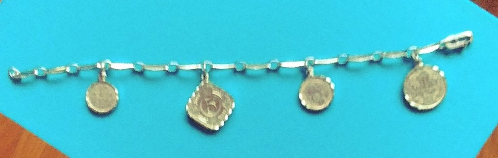 Armband closed for ever zilver 835 met munten, lengte 20cm., Sieraden, Tassen en Uiterlijk, Armbanden, Verzenden, Zo goed als nieuw