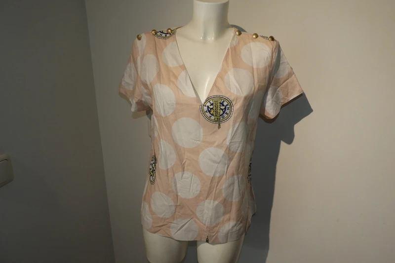 Kenzo blouse top in motief print gouden sier knopen IT 44