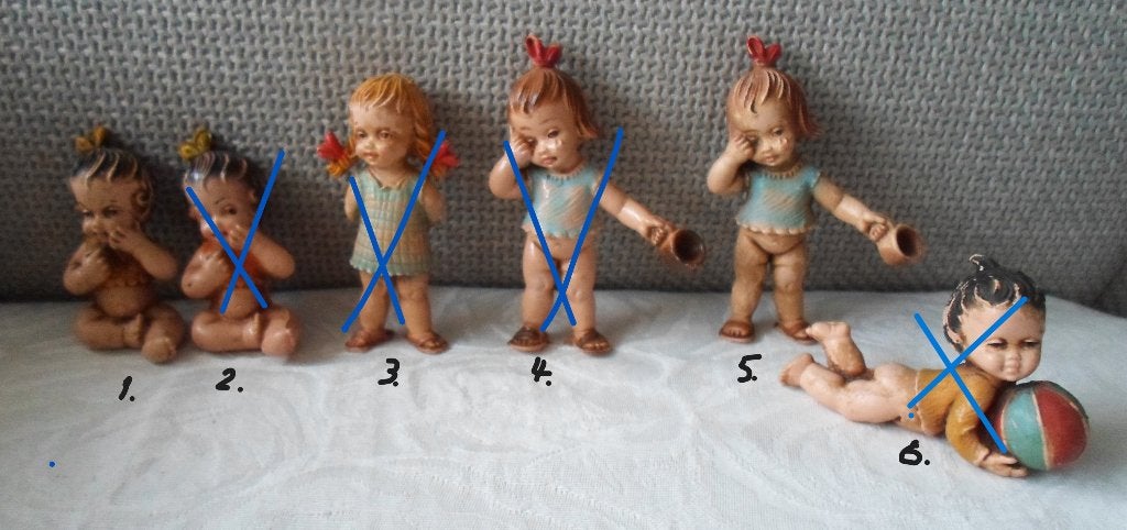 6 Popjes. Presentje bij de waspoeder. Jaren '50, Verzamelen, Ophalen of Verzenden, Zo goed als nieuw, Pop