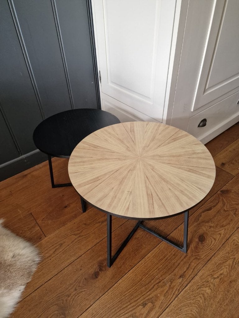 Ronde bijzettafel set van twee, Overige materialen, Minder dan 55 cm, Gebruikt, Rond