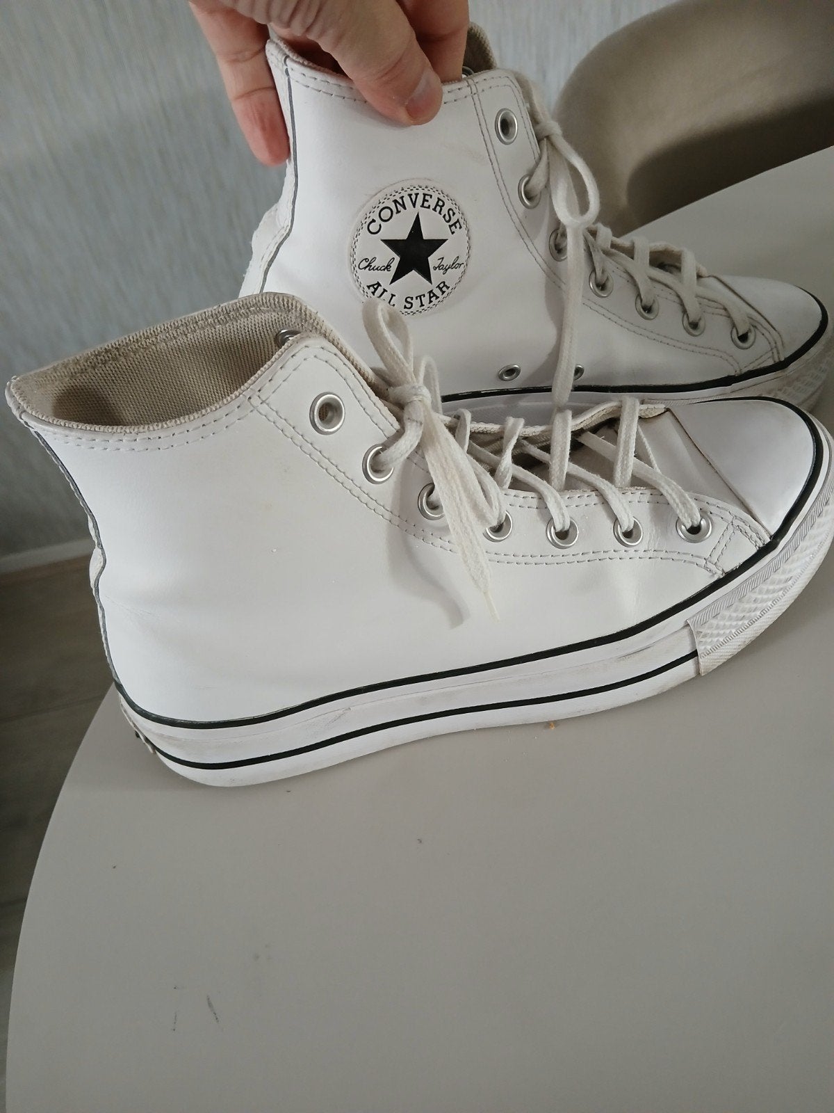 leren all stars zgan, Kleding | Dames, Ophalen of Verzenden, Wit, All stars, Sneakers of Gympen