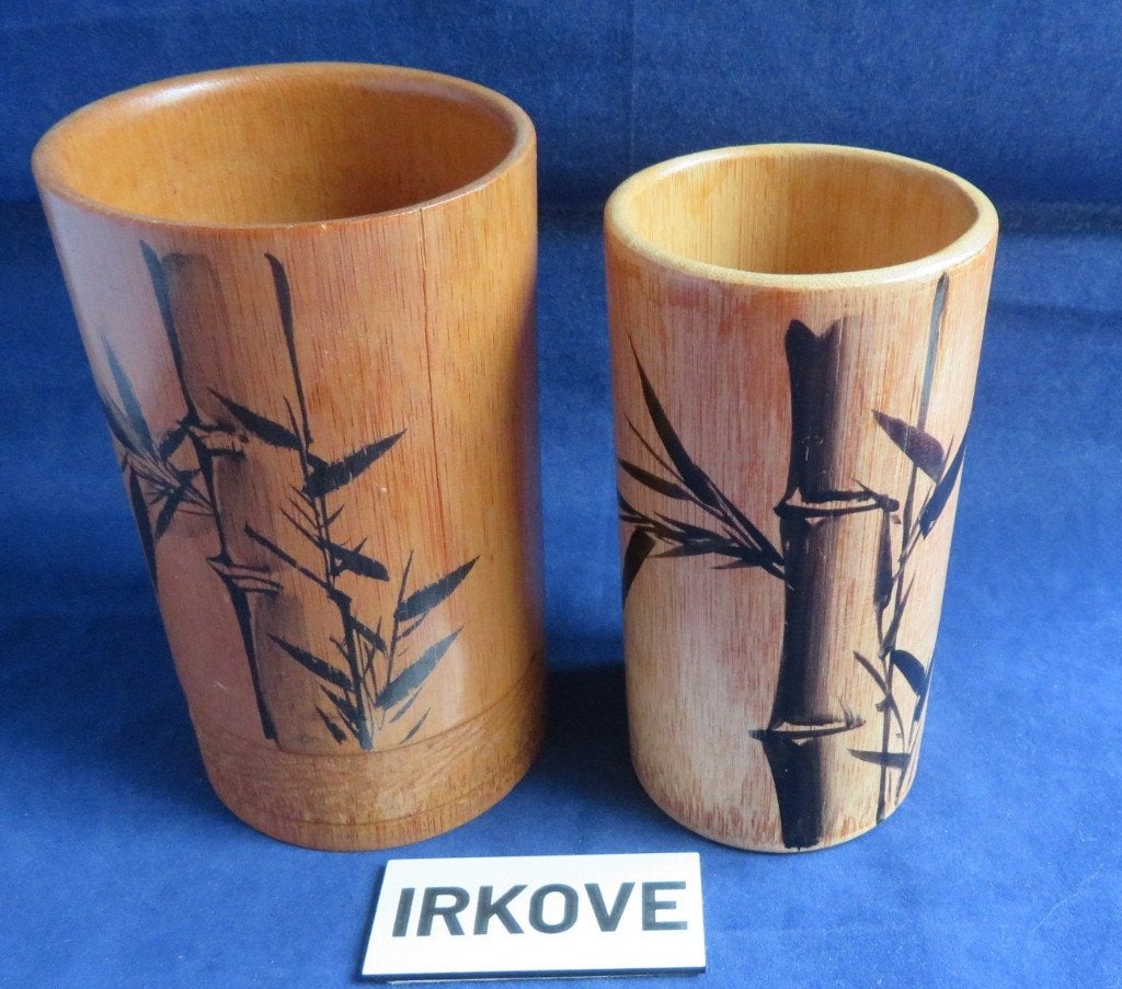 TWEE PENSEEL BEKERS * Bamboe *, Natuurlijk materiaal, Verzenden, Overige typen, Japan