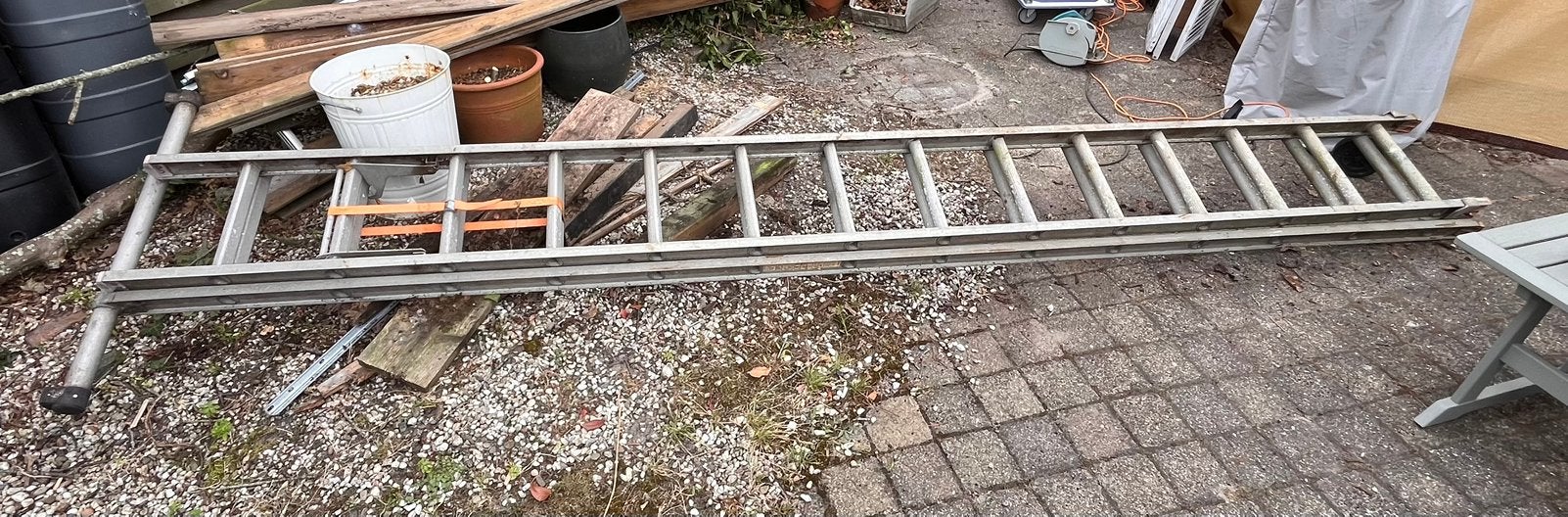 Aluminium uitschuifbare ladder – 2 delen van 3,90 meter, Ophalen, Gebruikt, Ladder, 4 meter of meer