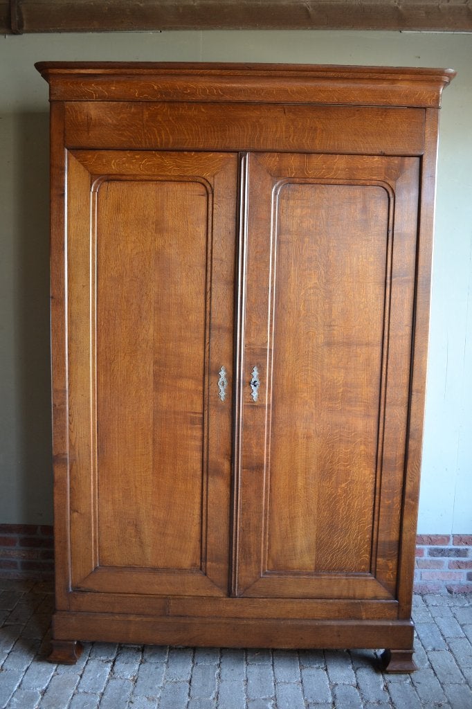 Prachtige strakke antieke eiken houten Louis Philippe kast., Ophalen of Verzenden