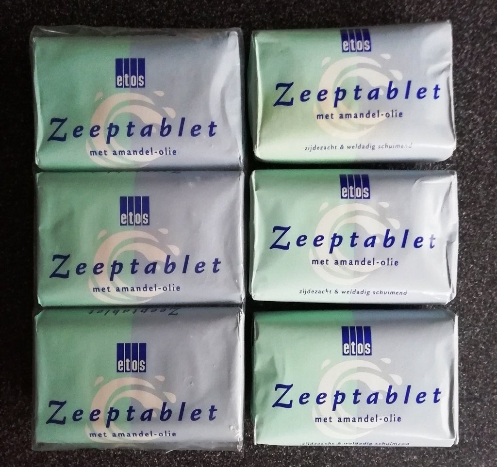 6 X Etos Zeeptabletten met amandel-olie à 125 gram., Ophalen of Verzenden, Nieuw, Bad & Douche