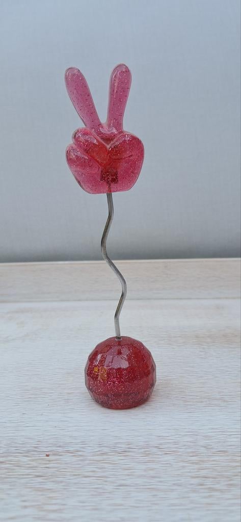 Roze V-teken fotohouder met glitter, Ophalen of Verzenden, Zo goed als nieuw, Modern, Roze