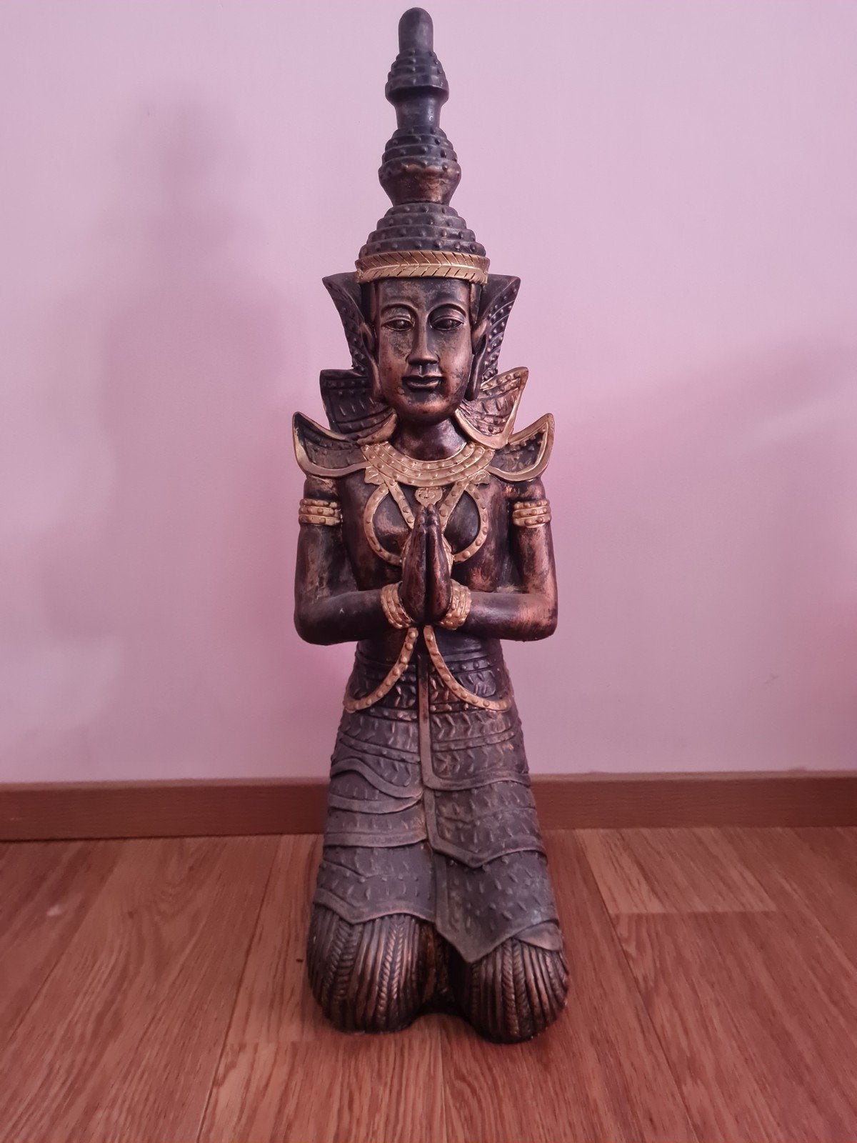 Boeddha knielend, tempelwachter - 73 cm hoog, Huis en Inrichting, Woonaccessoires | Boeddhabeelden, Ophalen, Gebruikt
