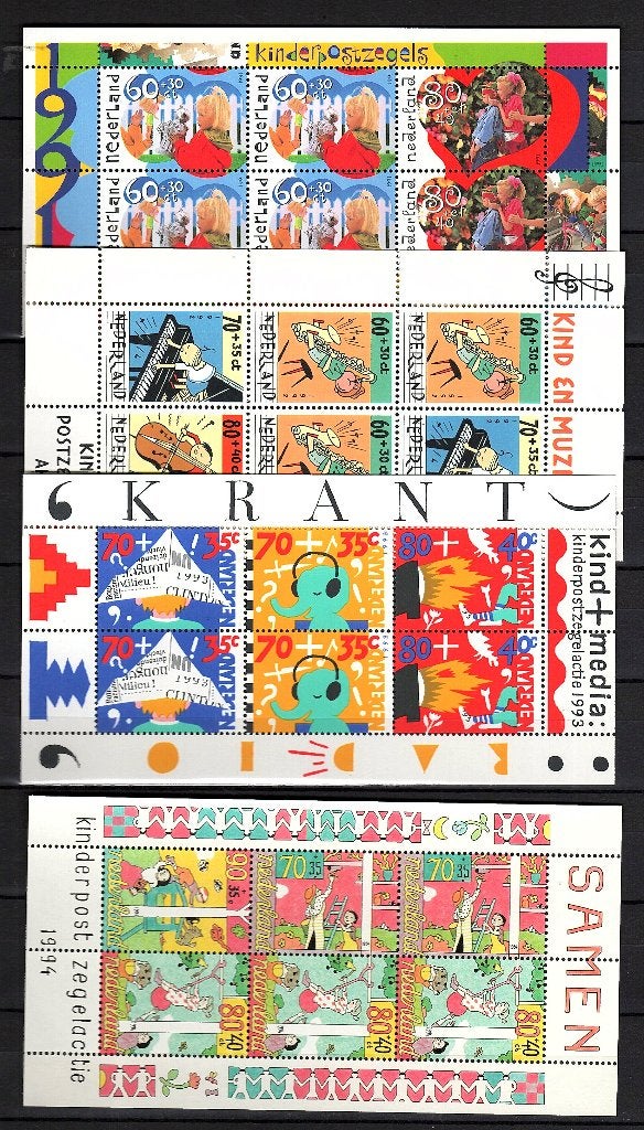 Kinderblokken 1991 tem 1994 postfris, Postzegels en Munten, Postzegels | Nederland, Ophalen of Verzenden, Na 1940, Postfris