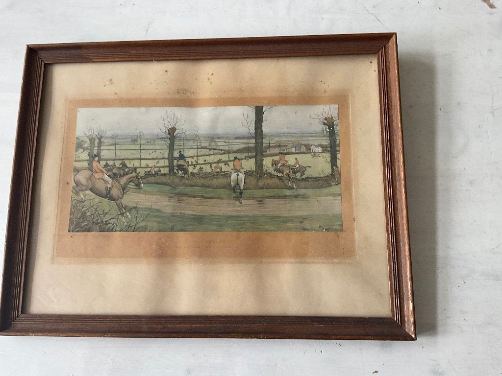 Prent met Engelse jacht afbeelding, Ophalen, Gebruikt, Voor 1940, Dier