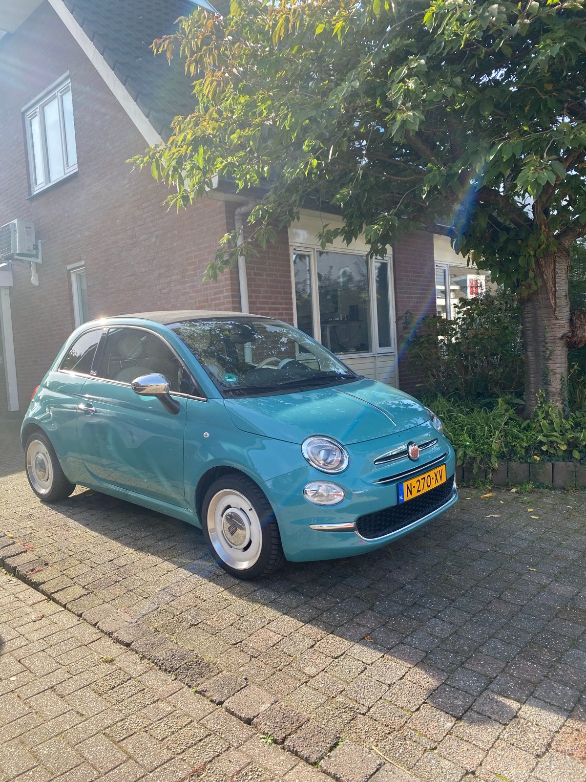 Fiat 500C 1.2 69pk 2018 Groen, Auto's, Voorwielaandrijving, 4 cilinders, Cabriolet, Handgeschakeld