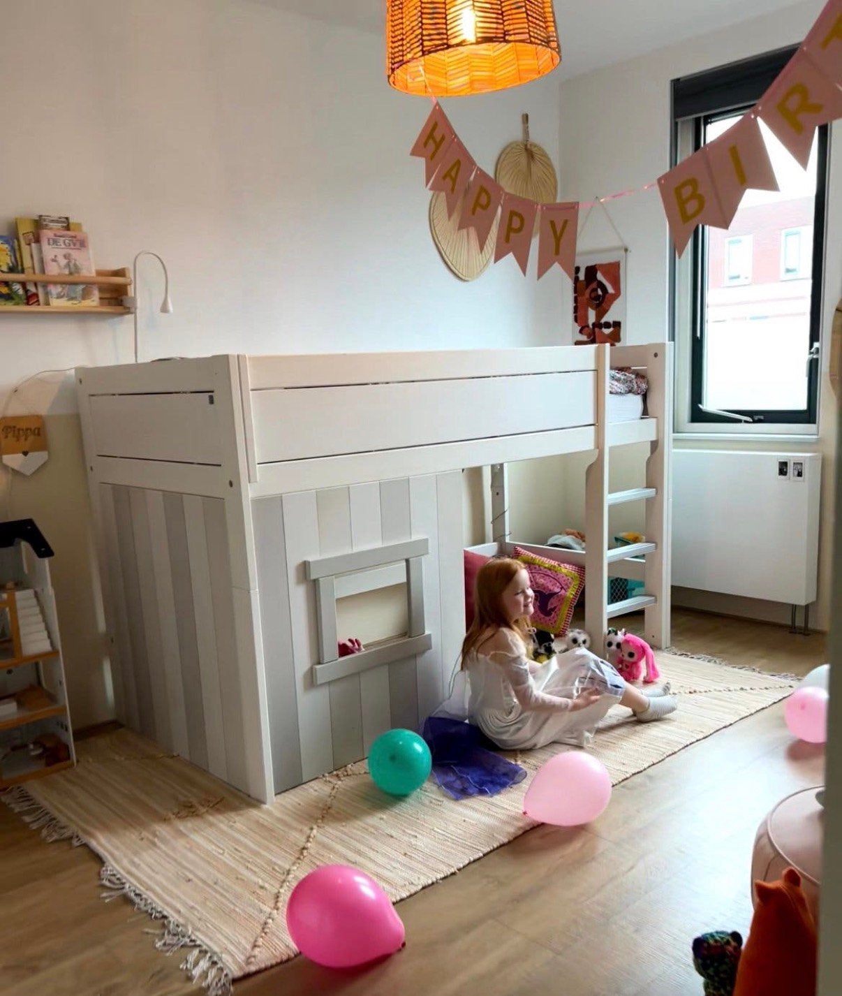 Lifetime bed halfhoogslaper ombouwbaar tot een persoonsbed, Ophalen, Zo goed als nieuw, Halfhoogslaper