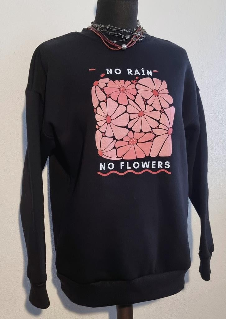 Zwarte sweatshirt met mooie bloemenprintM, Kleding | Dames, Truien en Vesten, Ophalen of Verzenden, Nieuw, Maat 38/40 (M), Zwart