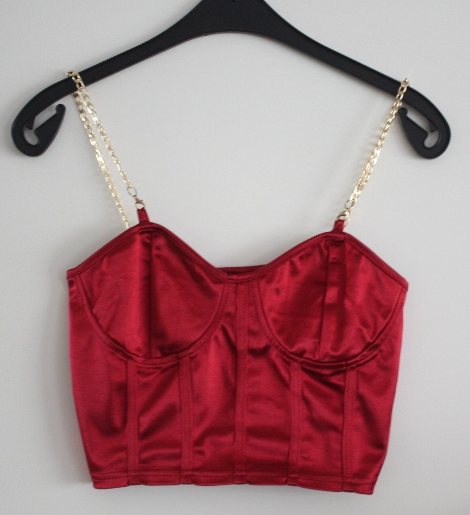 rode rop met metalen bandjes maat s, Ophalen of Verzenden, Gedragen, Rood, Maat 36 (S)