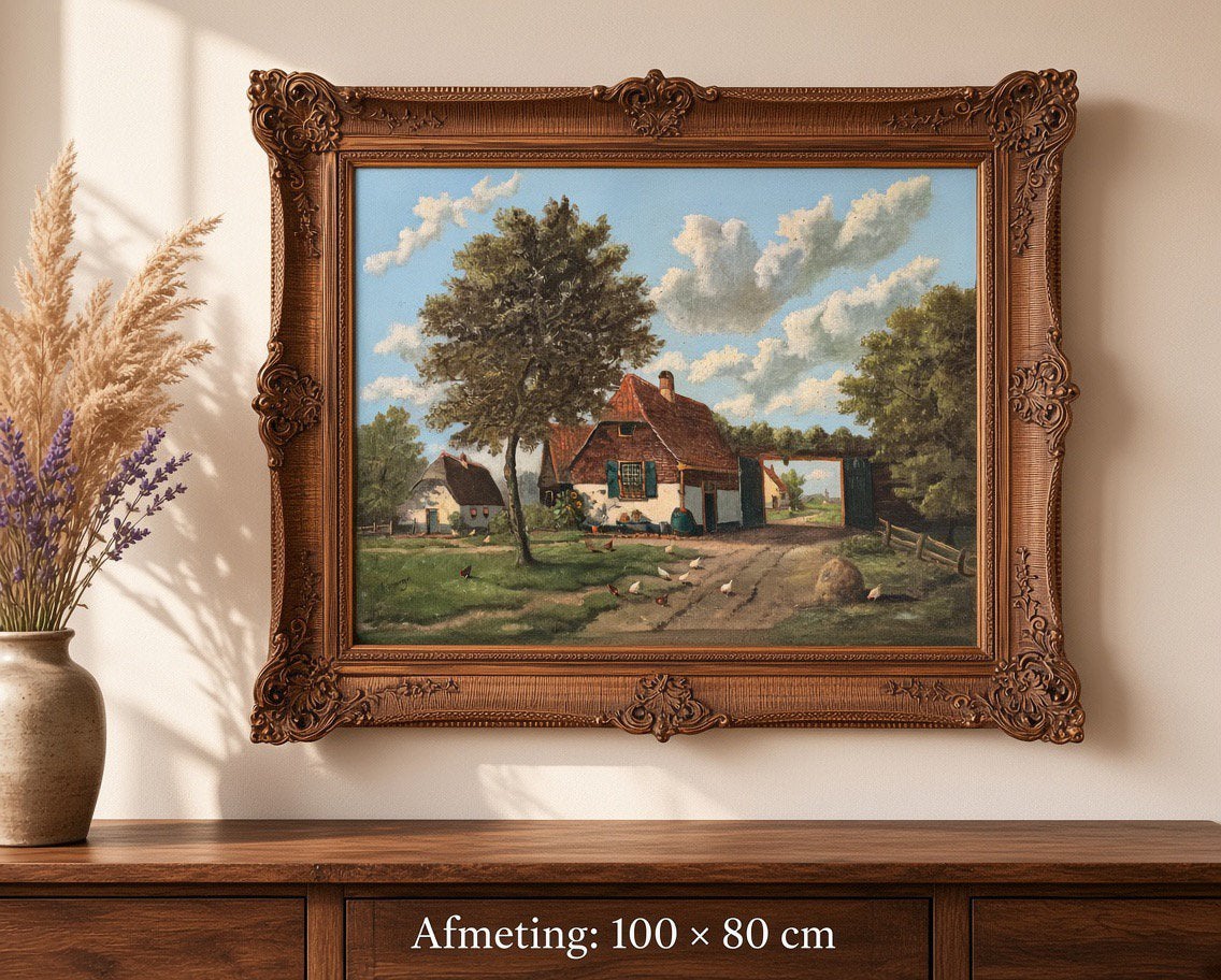 Olieverf Schilderij - Albert Torringa - groot boerenerf, Antiek en Kunst, Kunst | Schilderijen | Klassiek, Ophalen, Doek, Oud hollands