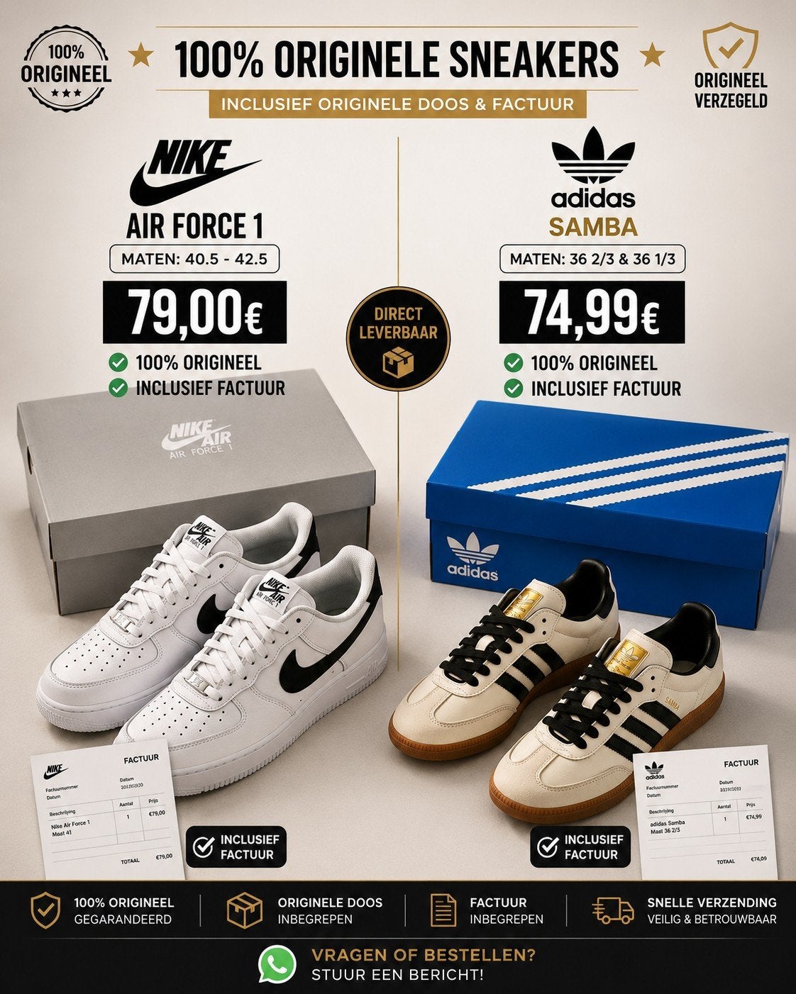 Nike Air Force 1 en Adidas Samba Sneakers - Origineel, Ophalen of Verzenden