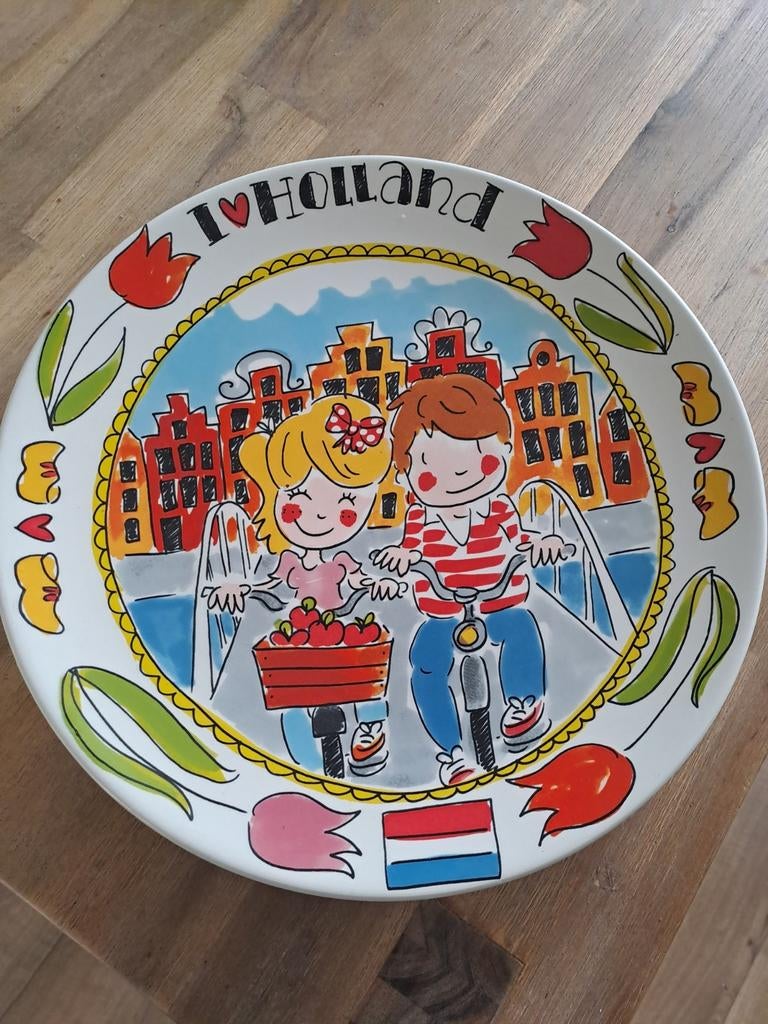 Blond Amsterdam gebak/serveerschaal 'I Love Holland', Ophalen of Verzenden