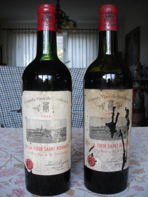 Château La Tour St. Bonnet 1er Cru Bourgeois 1955, 2 flessen, Verzamelen, Ophalen, Frankrijk, Zo goed als nieuw, Rode wijn