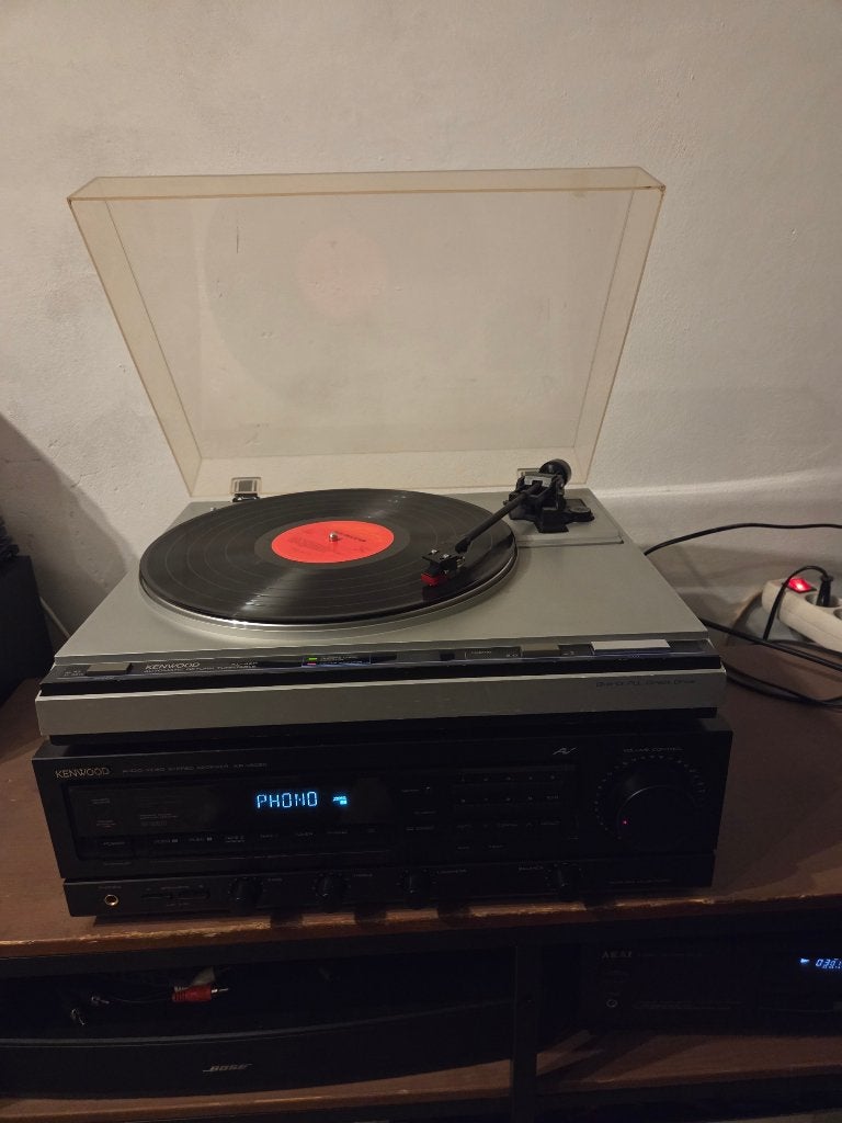 Kenwood KR-V6020 receiver met Kenwood platenspeler KR-42R, Gebruikt, Tuner of Radio, Losse componenten, Ophalen