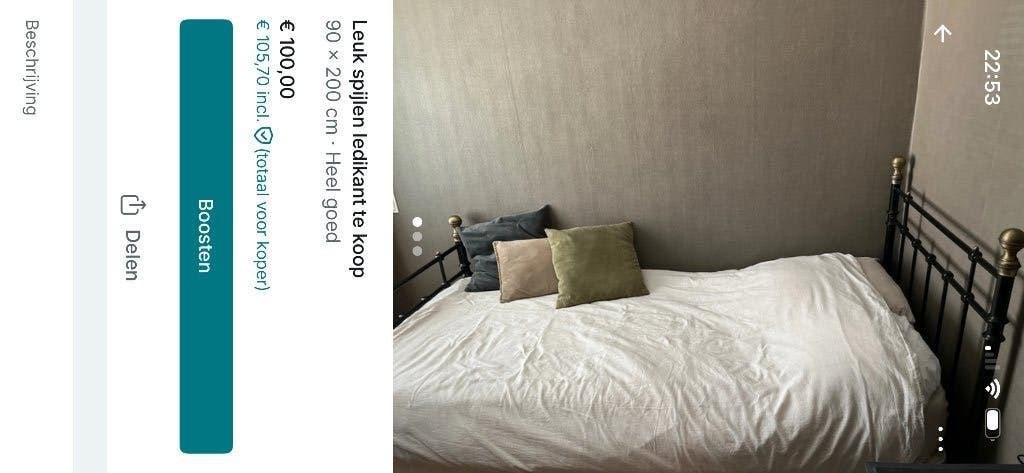 Ledikant 1 pers, Ophalen, 90 cm, Eenpersoons, Zwart