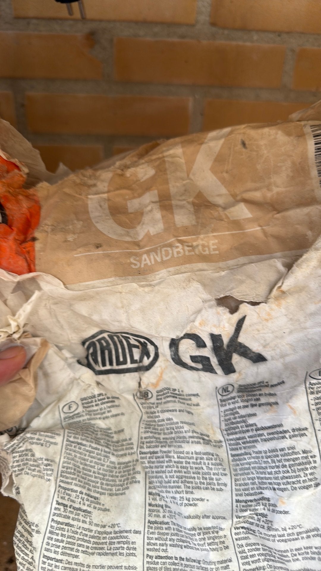 Zak Voeg cement zandbeige, 60 cm of meer, Overige typen, Ophalen of Verzenden, Zo goed als nieuw