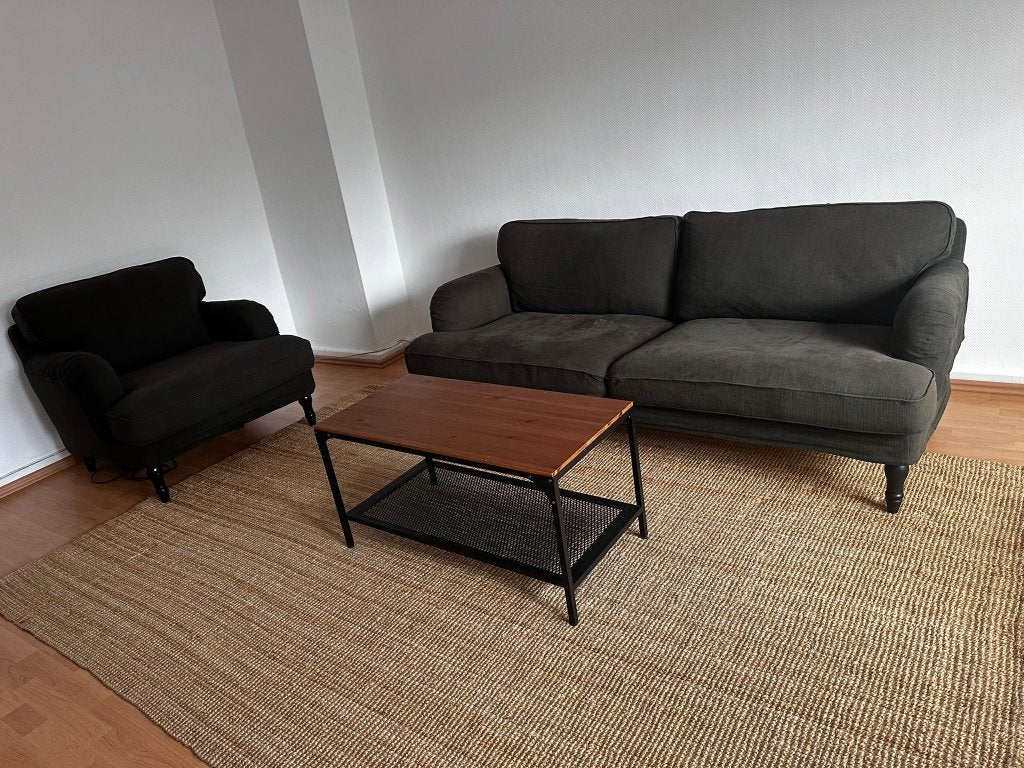 IKEA FJÄLLBO Coffee Table Solid Wood & Black Metal - 90x46, Ophalen, Gebruikt, 100 tot 150 cm, 50 tot 100 cm