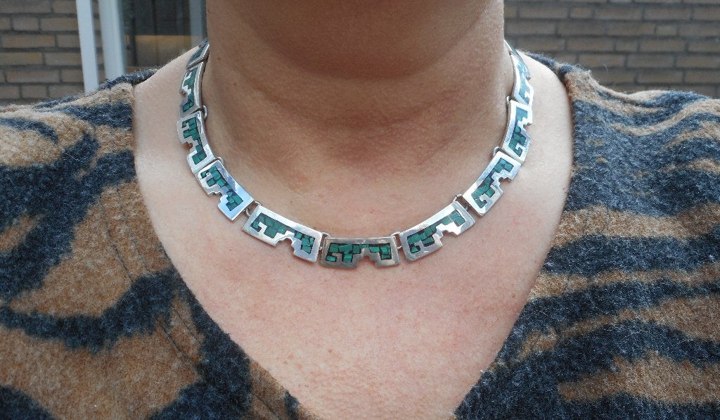 Zilveren prachtig massief modernist collier Mexico nr.1079