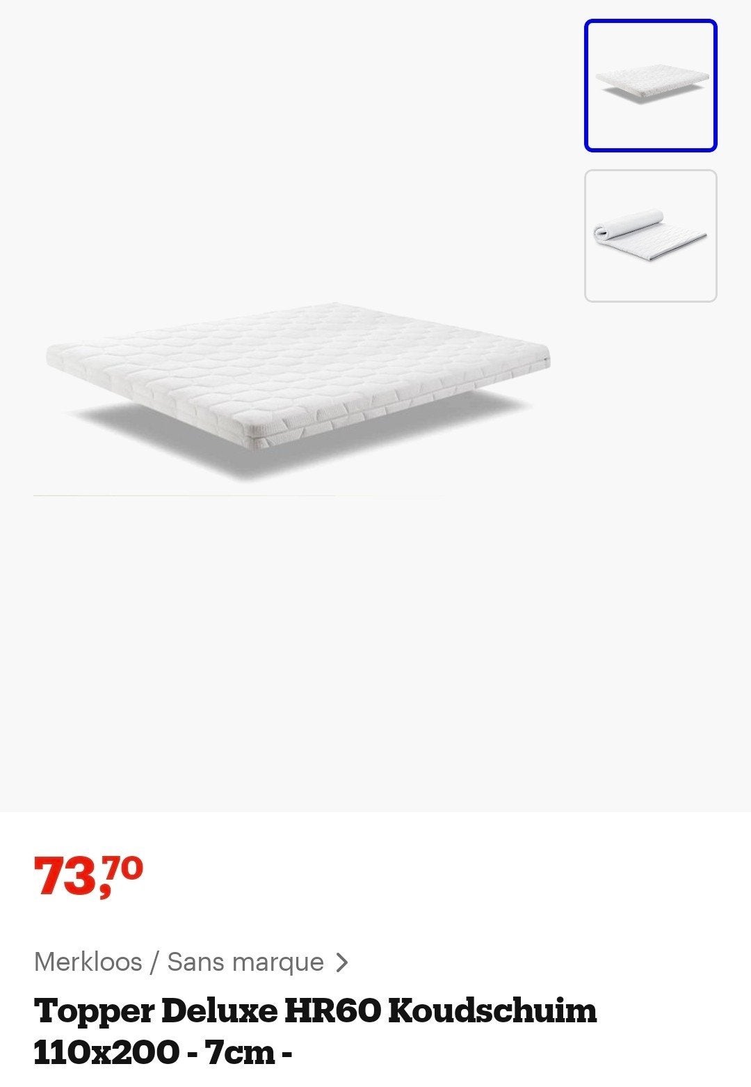 Topper Deluxe Koudschuim 110x200x7 zgan, Huis en Inrichting, Slaapkamer | Matrassen en Bedbodems, Ophalen, Eenpersoons, Zo goed als nieuw