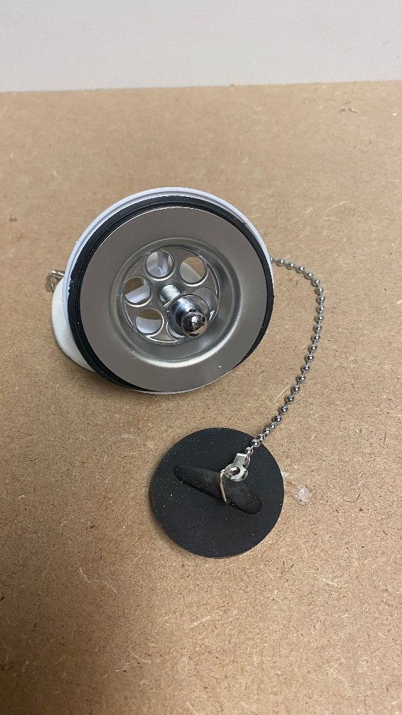 Wastafelplug met ketting en afvoer, Ophalen of Verzenden, Nieuw, Rvs, Wastafel