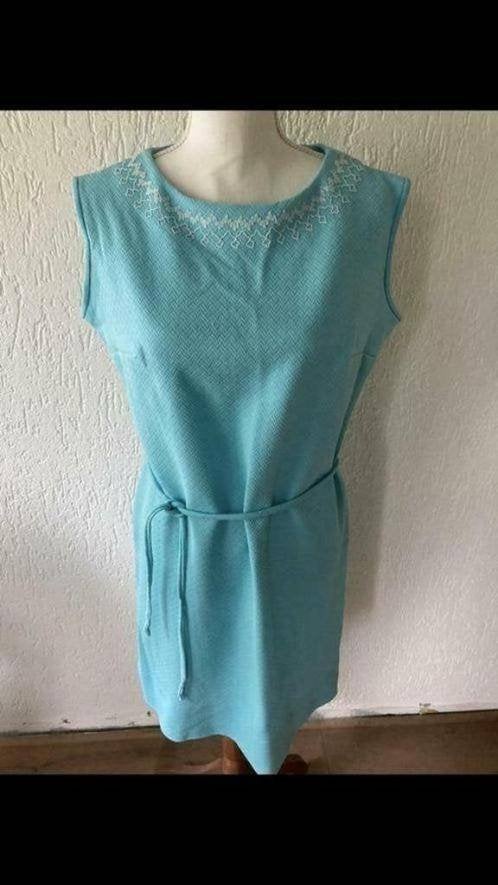 Vintage mouwloze jurk, blauw, Blauw, Maat 42/44 (L), Ophalen of Verzenden, Gedragen