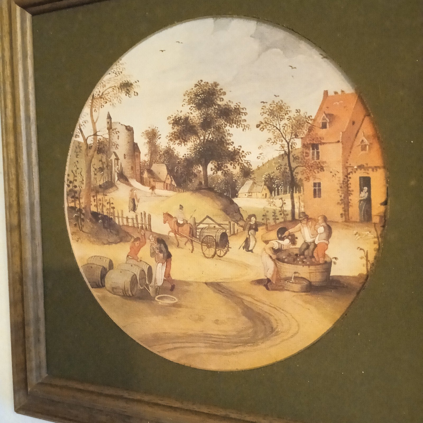 Oud Hollands tafereel: Dorpsleven met figuren en kar, Ophalen of Verzenden