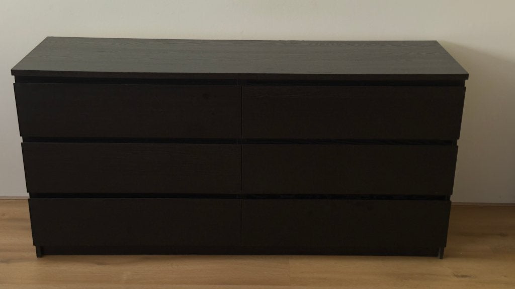 IKEA Malm ladekast 6 laden zwart, Ophalen, 5 laden of meer, 150 tot 200 cm, Zo goed als nieuw