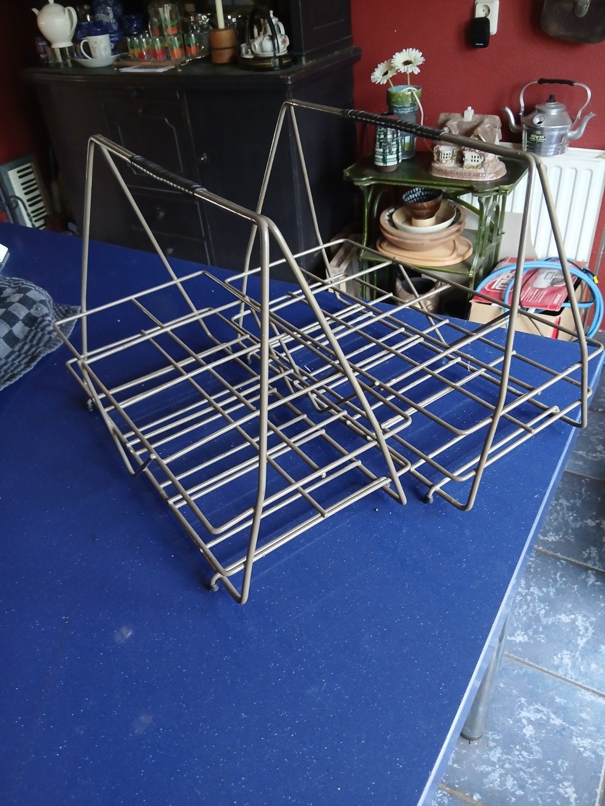 Twee vintage retro flessenrekken, Verzamelen, Retro, Ophalen of Verzenden, Huis en Inrichting