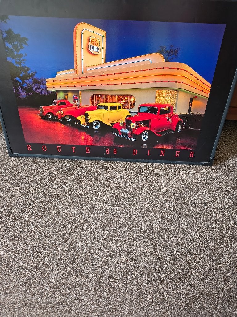 Route 66 Diner Wanddecoratie met Verlichting, Ophalen, Ingelijst, 90 cm, 60 cm