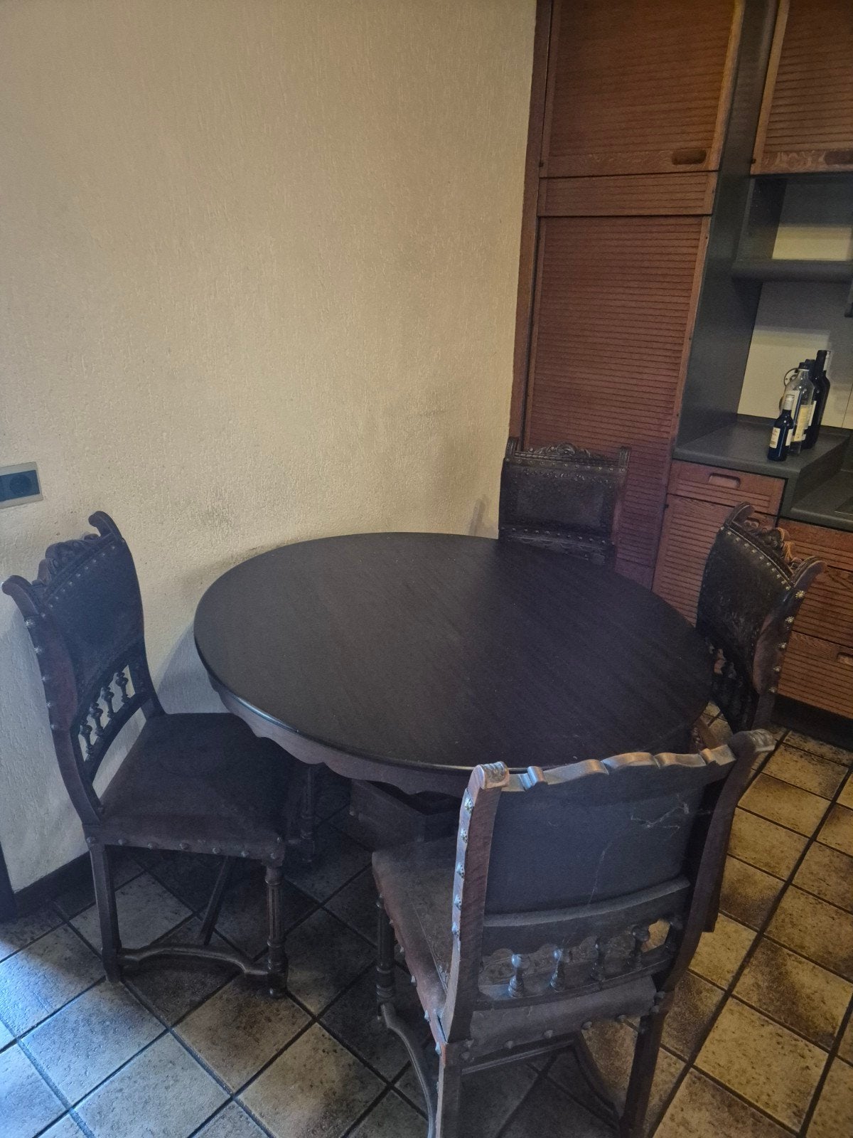 antieke eettafel met stoelen, Antiek en Kunst, Ophalen