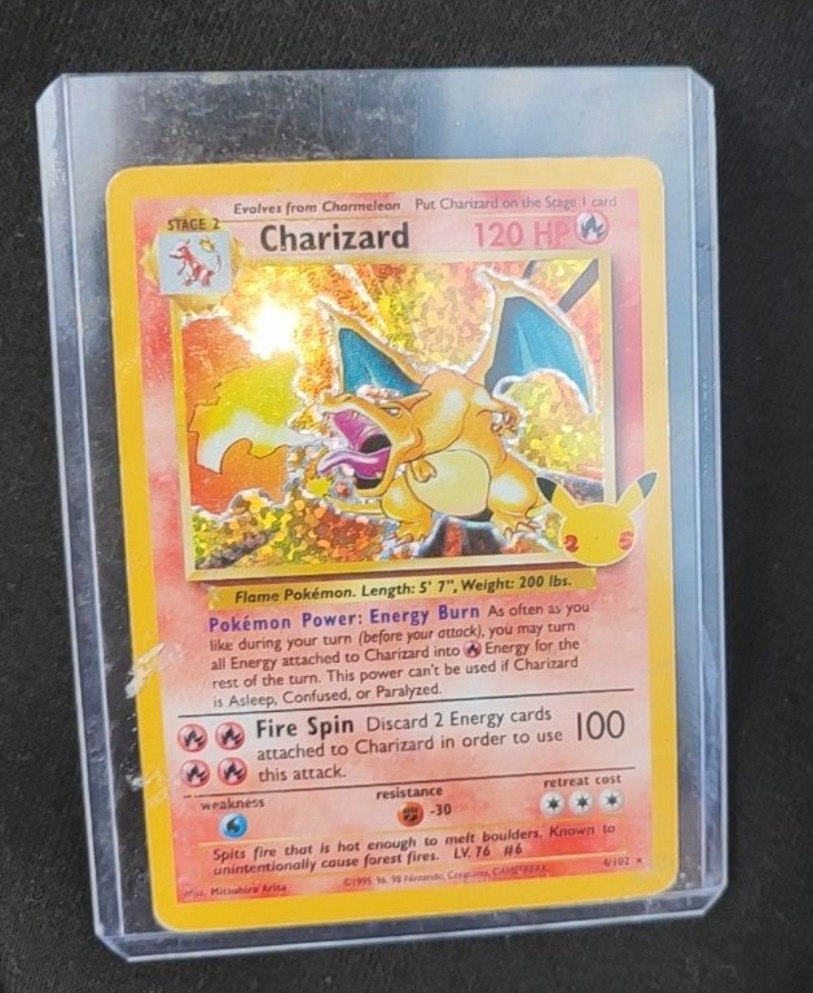 Charizard  Base Set Holo Pokémon Kaart, Ophalen of Verzenden, Gebruikt, Losse kaart, Foil