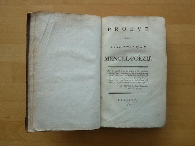 Proeve van Stichtelijke Mengel poëzij, Utrecht 1771, Antiek en Kunst, Antiek | Boeken en Bijbels, Ophalen of Verzenden